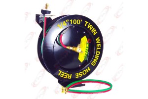  Auto Rewind Retractable Oxygen Acetylene Wall Welding Twin Hose Reel 100ft 1/4"